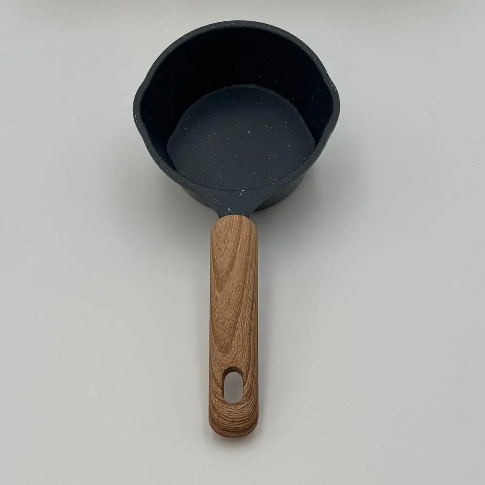 Camping Cooking Pot 4.5in Nonstick Camp Saucepan Wood Handle Outdoor‎ NEW